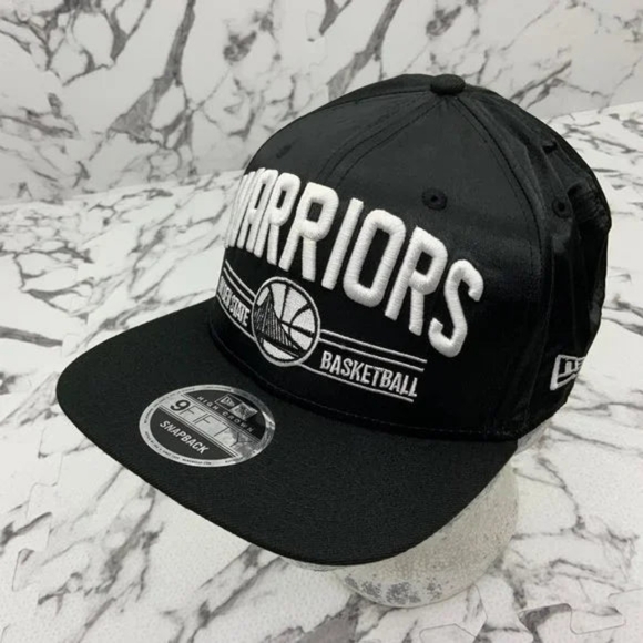 Men's New Era Cap Glossy Black Golden State Warriors 9FIFTY NBA NWT - Picture 2 of 5